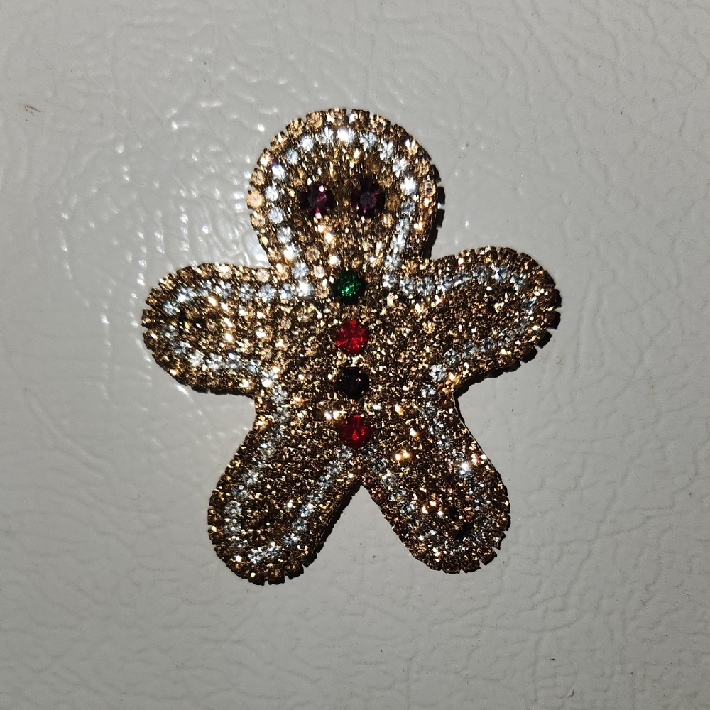 Gold Glitter Gingerbread Magnet